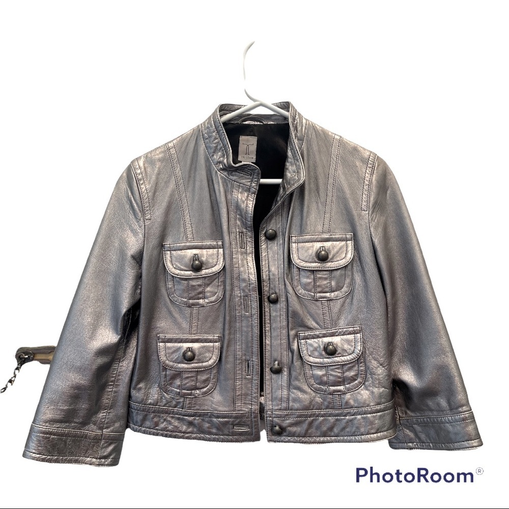 Tristan | Vintage Silver Cropped Leather Jacket